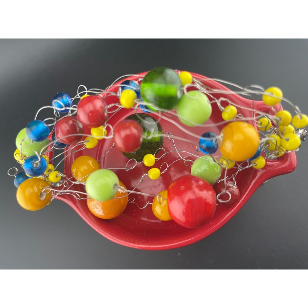 Manouk Sculptural Glass Bead Bracelet Statement Multicolor Wire Wrap art to wear - Picture 11 of 16